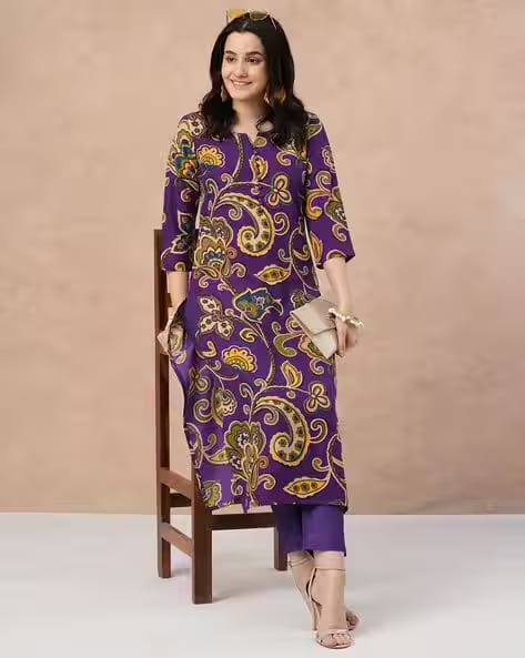 SVARAA Women Floral Straight Kurta Set AJIO sale