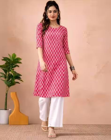 Maheshvi Women Geometric Print Straight Kurta AJIO sale