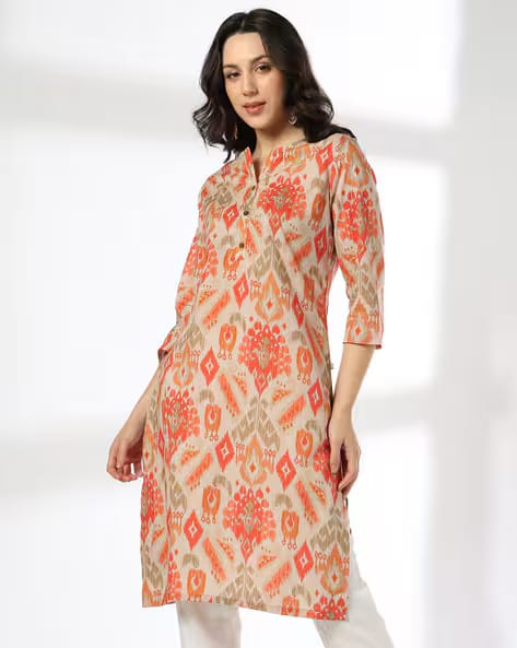 AVAASA MIX N' MATCH Women Ikat Print Straight Kurta AJIO sale