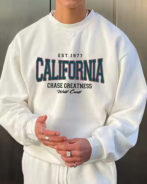 EYEBOGLER Men Typographic Print Oversized Fit Sweatshirt AJIO sale