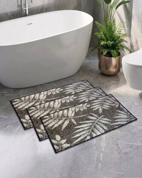 ATHOM LIVING Set of 3 Leaf Print Anti-Skid Bath Mat AJIO sale