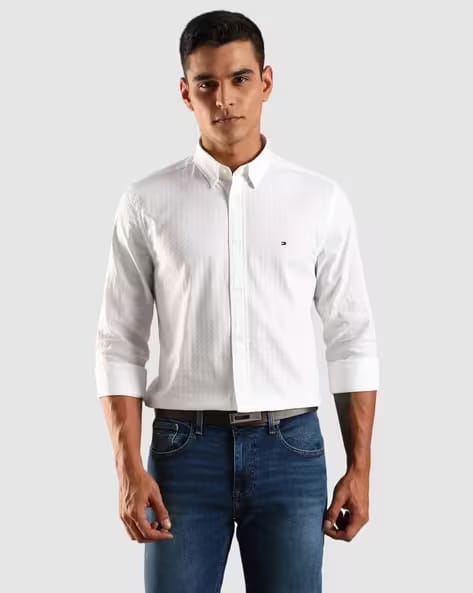 Tommy Hilfiger Self-Design Regular Fit Shirt AJIO sale