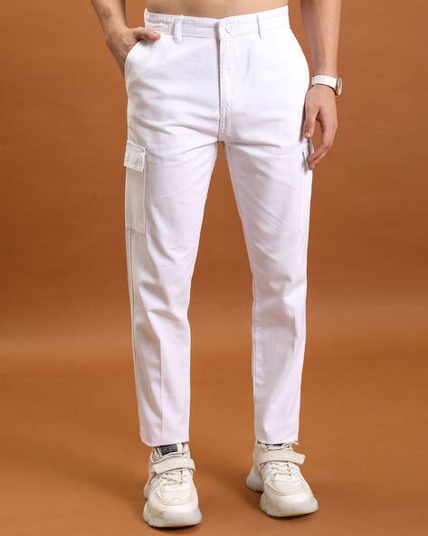 Highlander Men Slim Fit Cargo Pants, White AJIO sale