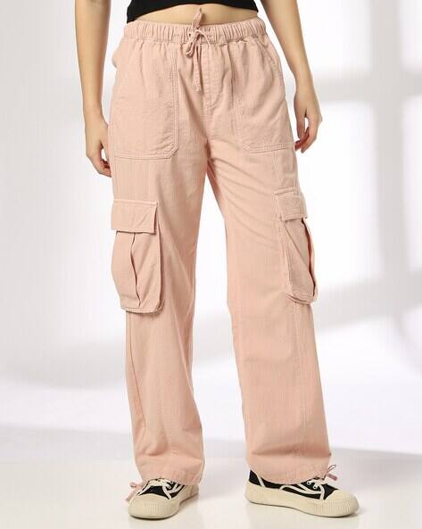 Lee Cooper Women High-Rise Cargo Joggers, Light Pink AJIO sale