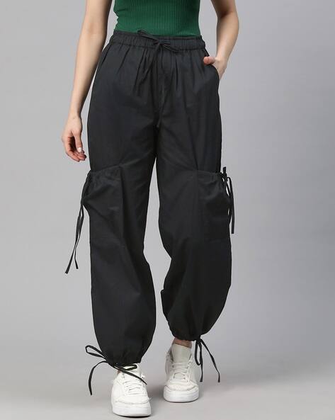 Popnetic Women High-Rise Relaxed Fit Cargo Pants, Black AJIO sale