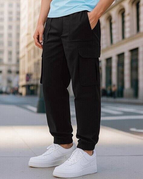 Bewakoof Men Oversized Fit Cargo Joggers, Black AJIO sale