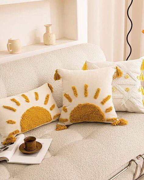 BUNGALOW & BEYOND Sun Tufted Cotton Cushion Cover Pack of 3 R-30 X 50 CM S- 45 X 45 AJIO sale