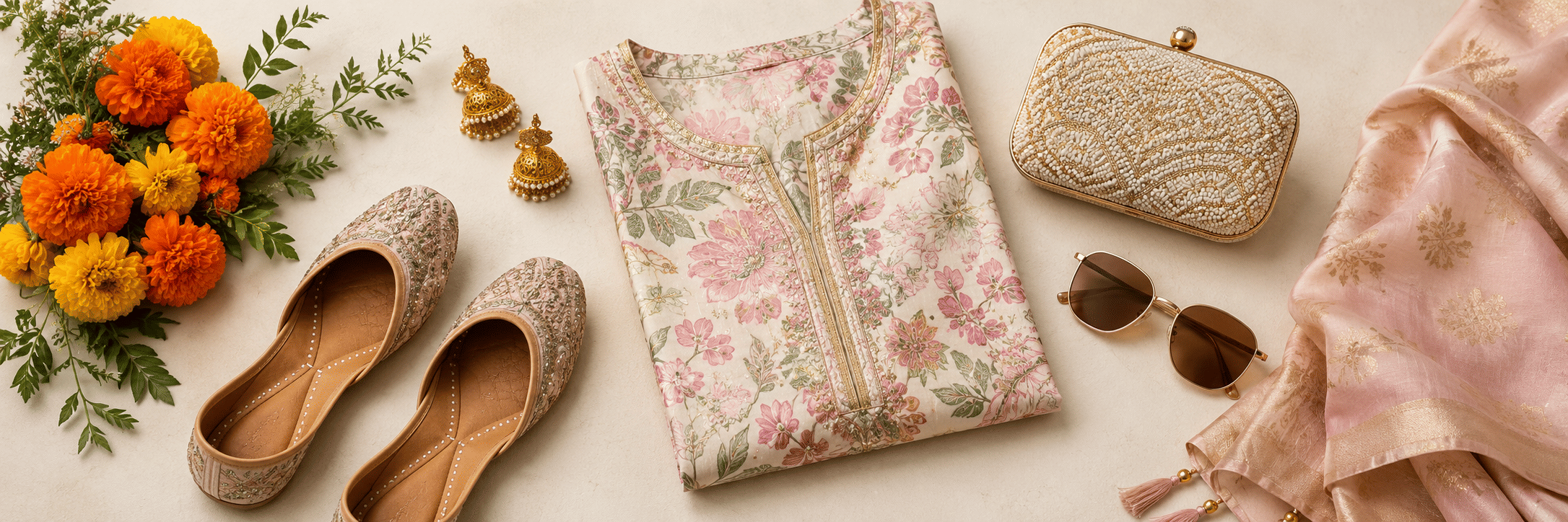 Ajio India — Ethnic Fusion Monsoon Fashion Flat Lay June 2026