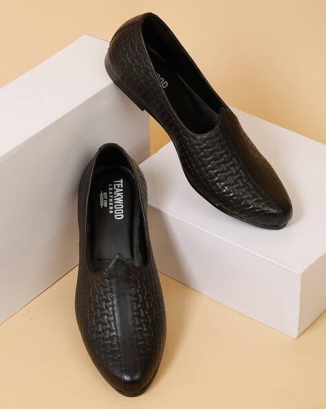 TEAKWOOD LEATHERS Men Textured Leather Mojaris Shoes AJIO sale