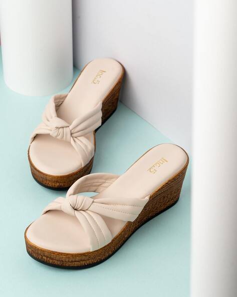 INC 5 Women Open-Toe Wedges with Knot Accent AJIO sale