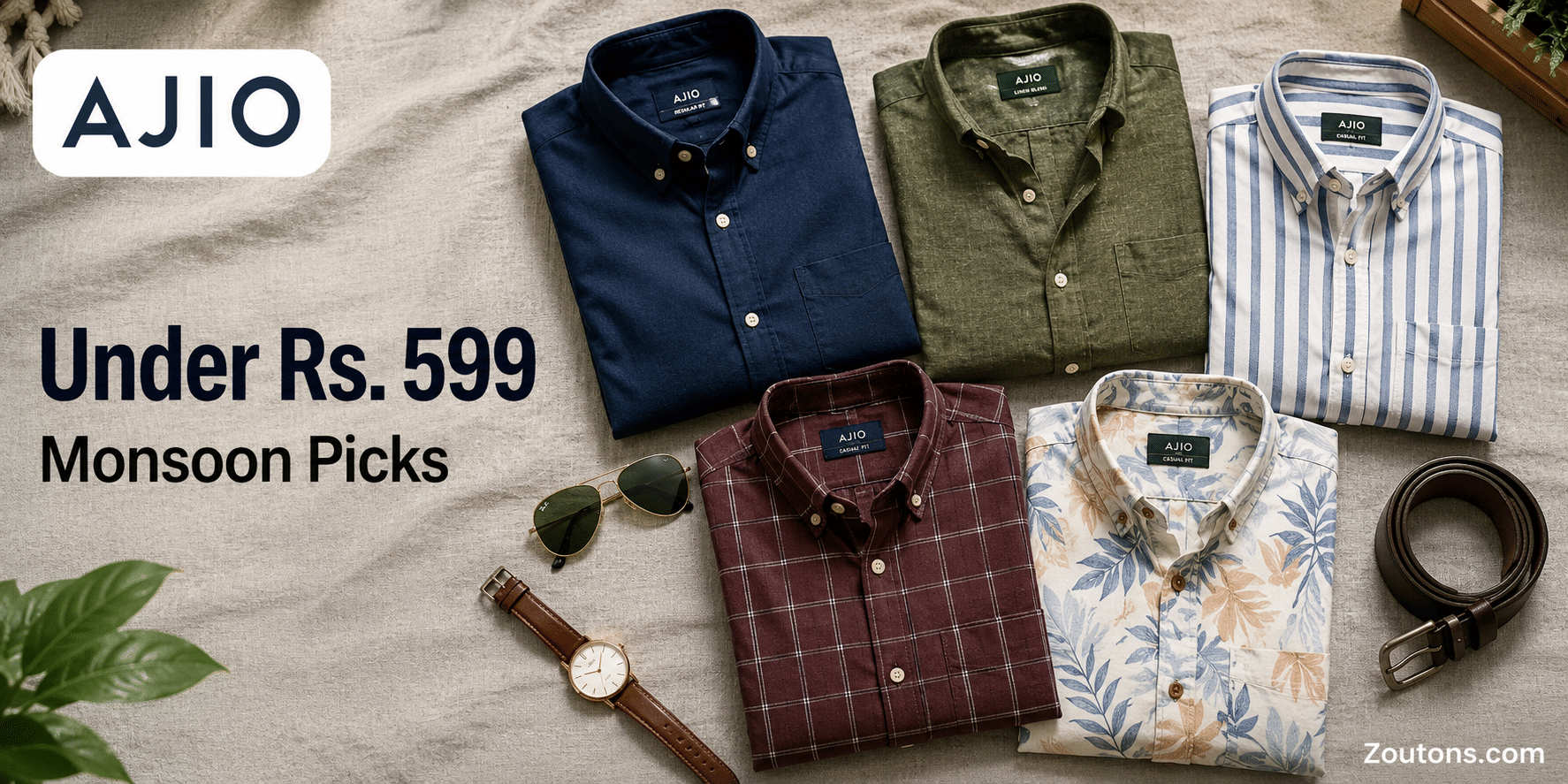 AJIO Men's Casual Shirts Under Rs. 599 for Monsoon 2026