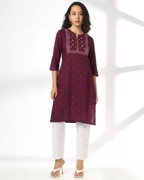 AVAASA Mix N' Match Women Embroidered Straight Kurta AJIO sale