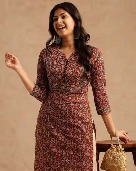 SVARAA Women Floral Print Straight Kurta AJIO sale