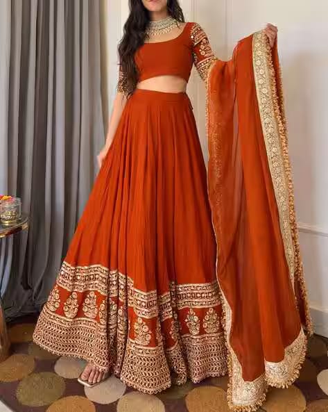 Piludi Women Semi-Stitched Lehenga Choli AJIO sale
