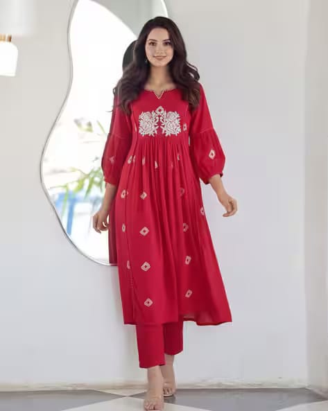 SVARAA Women Embroidered 2-Piece Anarkali Kurta Set AJIO sale