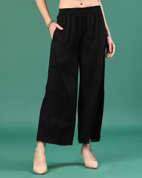 LIMEROAD Women Mid-Rise Flared Palazzo AJIO sale