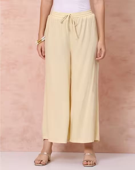 Rangriti Women Flared Palazzos with Drawstring Waist AJIO sale