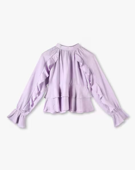 RIO GIRLS Girls Regular Fit Top with Puff Sleeves AJIO sale