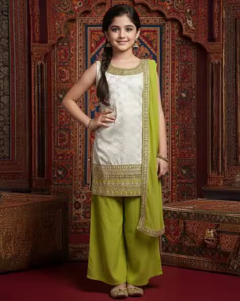 AARIKA GIRLS ETHNIC Girls Embroidered 3-Piece Kurta Suit Set AJIO sale