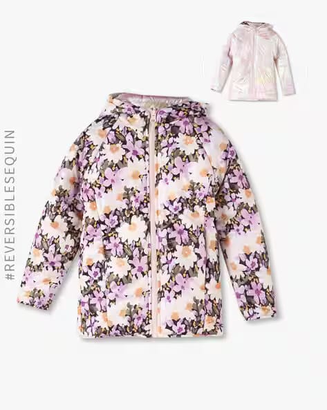 KG FRENDZ Girls Reversible Jacket with Floral Print AJIO sale