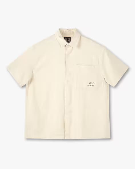 YB DNMX Boys Boxy Fit Cotton Shirt with Patch Pocket AJIO sale