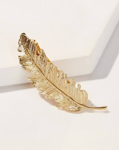 Fabula HSN5-Gold-Plated Leaf Shape Hair Clip AJIO sale
