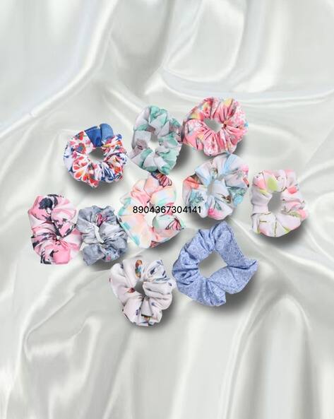 Rhe Cosmetics Women Set of 10 Printed Hair Scrunchies AJIO sale