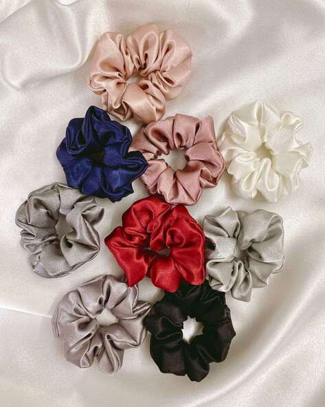 Mueras Pack of 9 Women Scrunchie Hair Tie AJIO sale