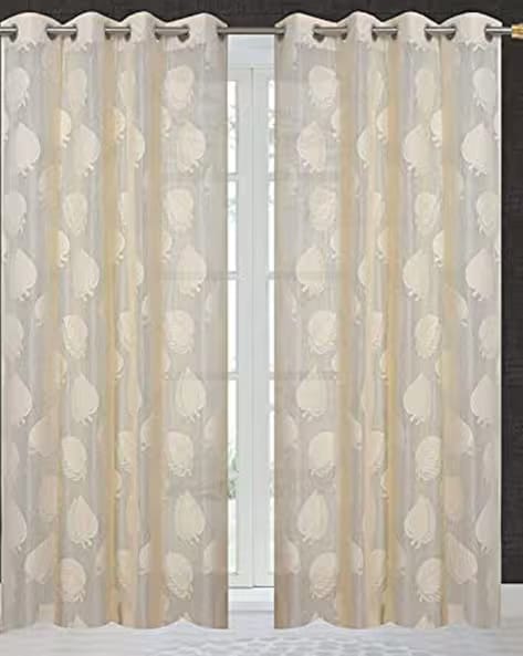 JARS COLLECTIONS Set of 2 Leaf Pattern Blackout Door Curtains AJIO sale