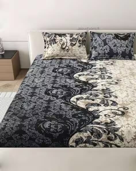 Jaipur Fabric 250 TC Printed Double King Size Bedsheet with Pillow Covers AJIO sale