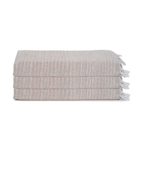 KLOTTHE Set of 3 Striped Pure Cotton Bath Towels, 59