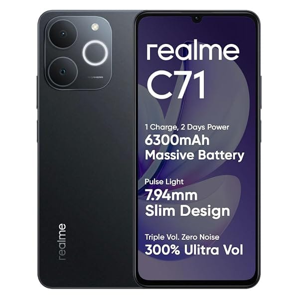 realme C71 4G Smartphone 4+64GB Black Amazon sale