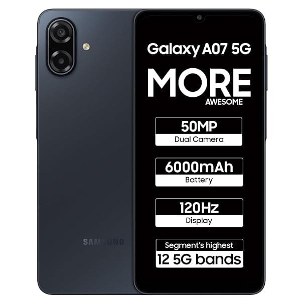 Samsung Galaxy A07 5G Smartphone (Black, 6GB RAM, 128GB Storage) Amazon sale