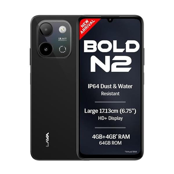 Lava Bold N2 (Indus Black, 4 GB RAM, 64 GB Storage) Amazon sale