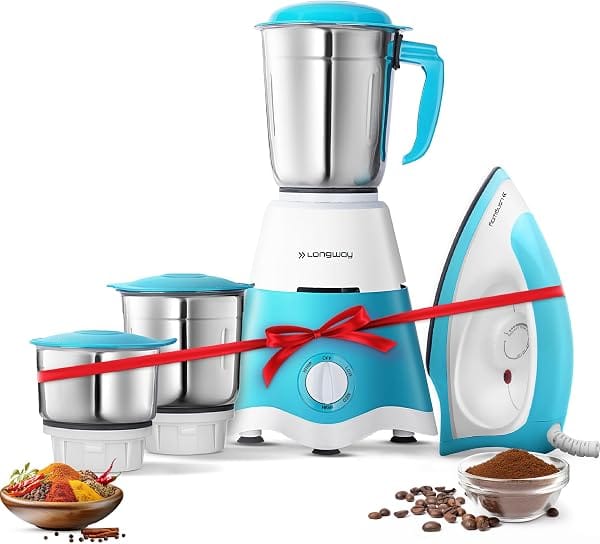 Longway Super Dlx Mixer Grinder with Kwid 1100W Dry Iron Amazon sale