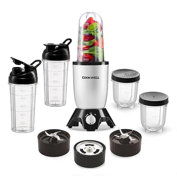 Cookwell Bullet Mixer Grinder (5 Jars, 3 Blades, Silver) - Copper, 600 Watts - 2 Year Warr Amazon sale