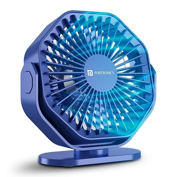 Portronics Chill On Mini Type-C Powered Table & Hanging Fan, 360° Rotation, 3-Speeds, BLDC Amazon sale