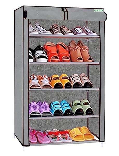 FLIPZON Multipurpose 5 Shelves Shoe Rack with Zip Door Cover&Side Pockets,Multiuse Storage Amazon sale