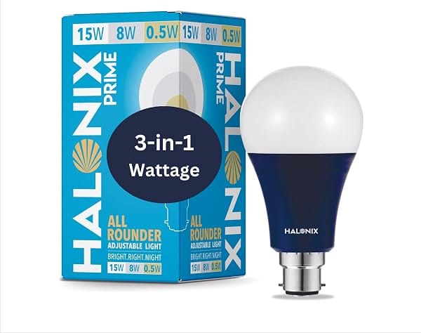 Halonix All Rounder Base B22D 15W,8W,0.5W Multi Wattage Adjustable Light Led Bulb (Pack Of Amazon sale