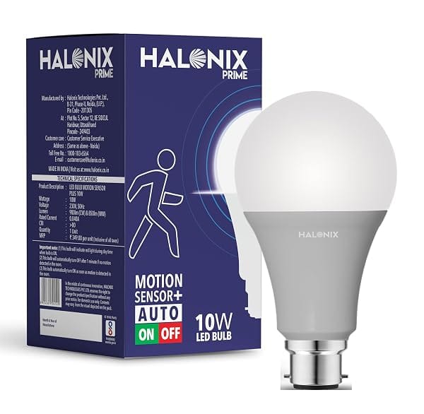 Halonix 10W Motion Sensor Led bulb Color-6500K White Auto on- Auto Off light Motion Amazon sale