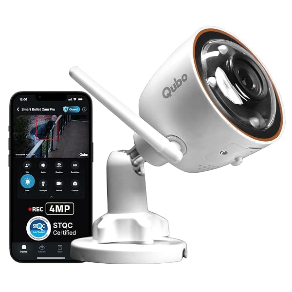 Qubo Smart Bullet Cam Pro 4MP [2026 Edition] by Hero Group STQC Certified AI Person De Amazon sale