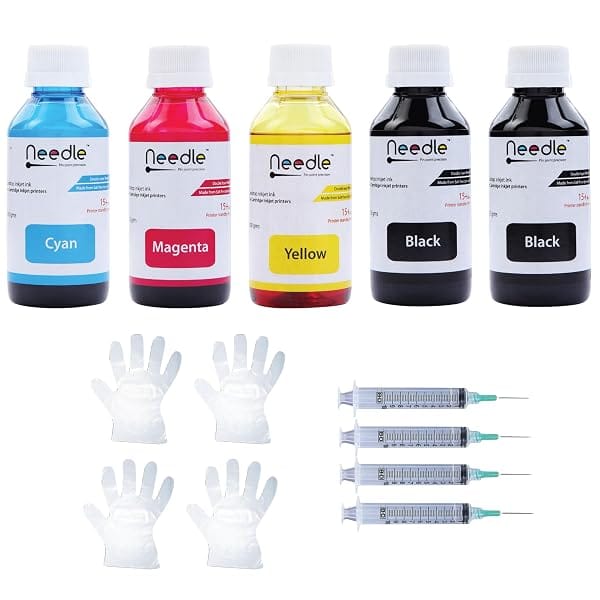 Needle 5x100gms Cartridge Refill Ink Made in India Compatible with Inkjet Printers E Amazon sale