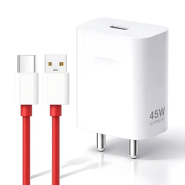 MAK Original 45W SUPERVOOC Fast Charging Adapter with USB to Type-C Cable, Red, 45W Power Amazon sale