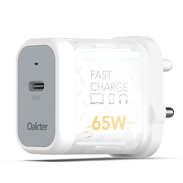Oakter 65W Fast Charger Type-C Fast Charging Adapter for Laptop, Mobile, MacBook, iPhone Amazon sale