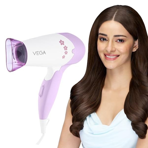 VEGA Insta Glam Foldable 1000-1200Watts Hair Dryer for Men & Women, 2 Heat & 1 Speed Setti Amazon sale
