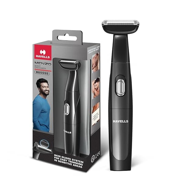 Havells Menzo Body Groomer| Wet & Dry Use| Battery Powered|Skin Guard for No Nicks & Cuts| Amazon sale