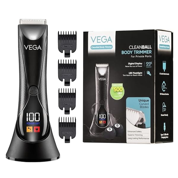 VEGA Cleanball Full Body Trimmer for Men|Private Parts, Pubic Hair, Balls, Manscaping, Bod Amazon sale
