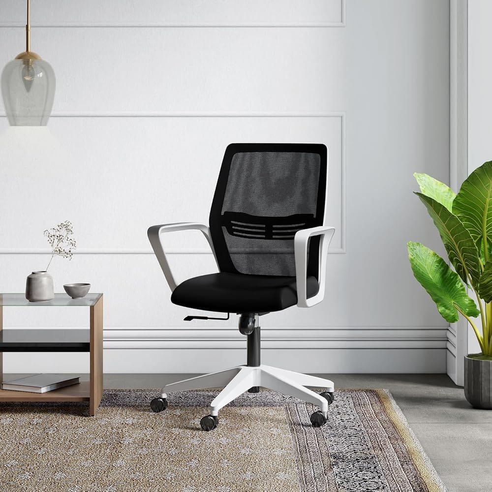 Interio by Godrej Vurv Mesh Mid Back Study Chair (Black Ink) | 1 Year Warranty | Ergonomic Amazon sale