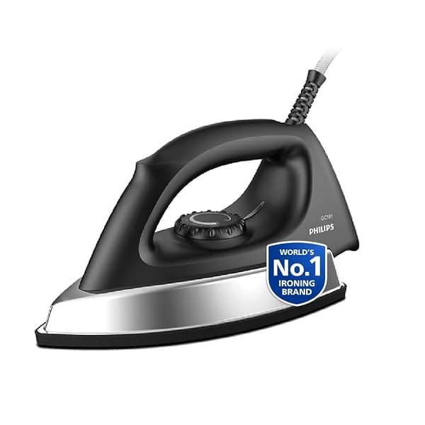 PHILIPS Stainless_Steel Heavyweight Dry Iron Gc181/8-1000 Watts Power, Black Non-Stick Sol Amazon sale