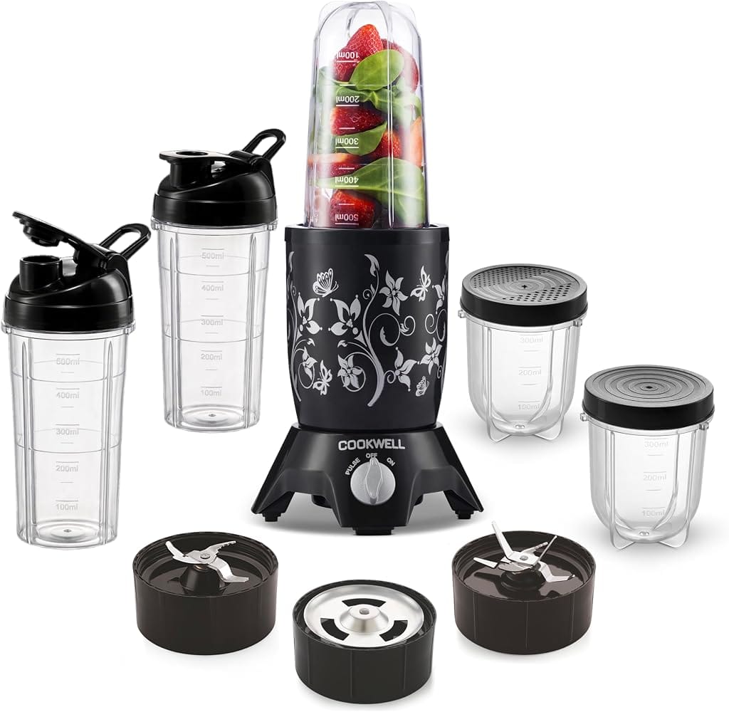 Cookwell Bullet Mixer Grinder (5 Jars, 3 Blades, Black) - Copper, 600 Watts - 2 Year Warra Amazon sale